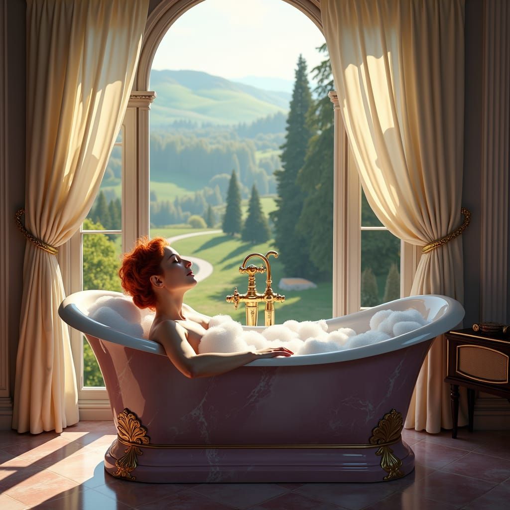 A luxurious bubble bath.