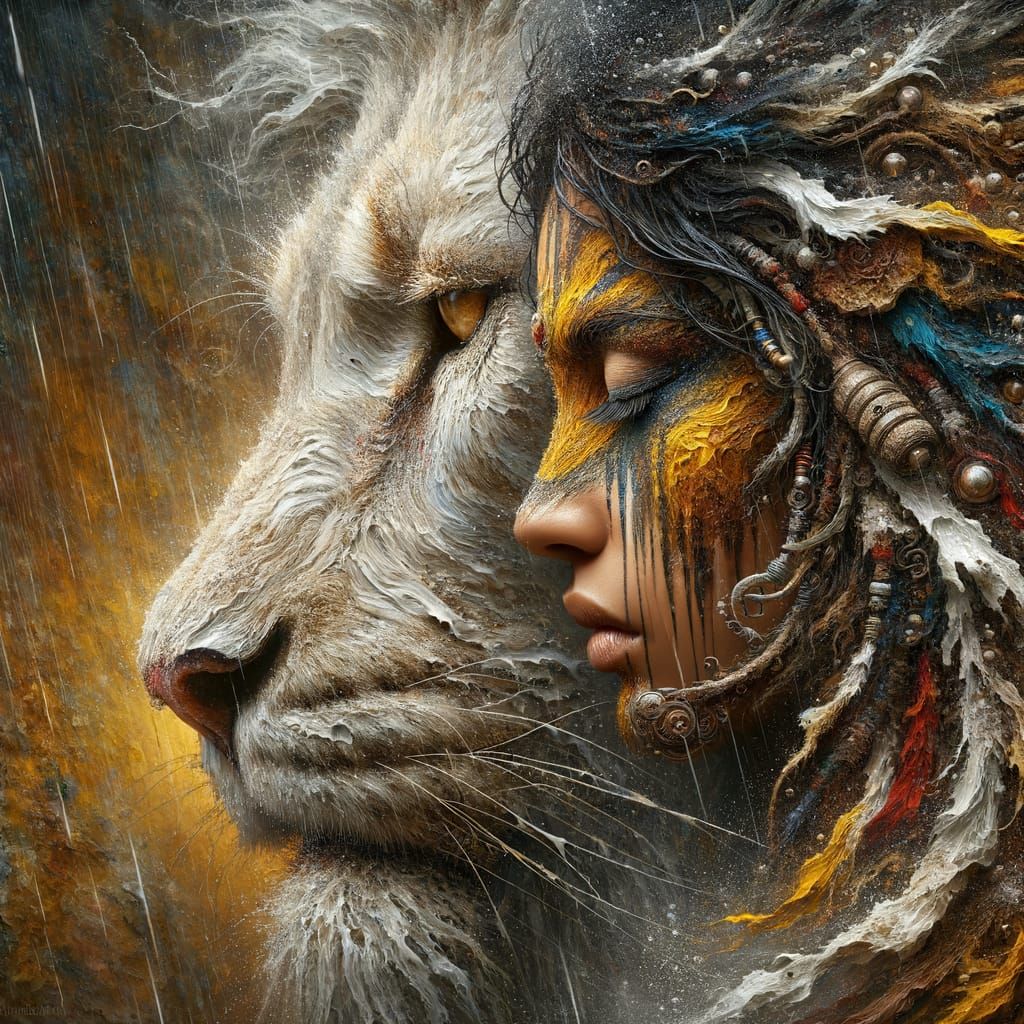 South Asian Female Warrior in Dramatic Landscape