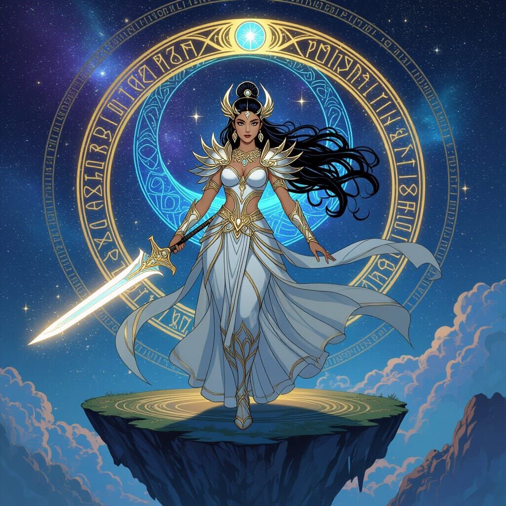 Shiva Dragon on Floating Island in Art Nouveau Style