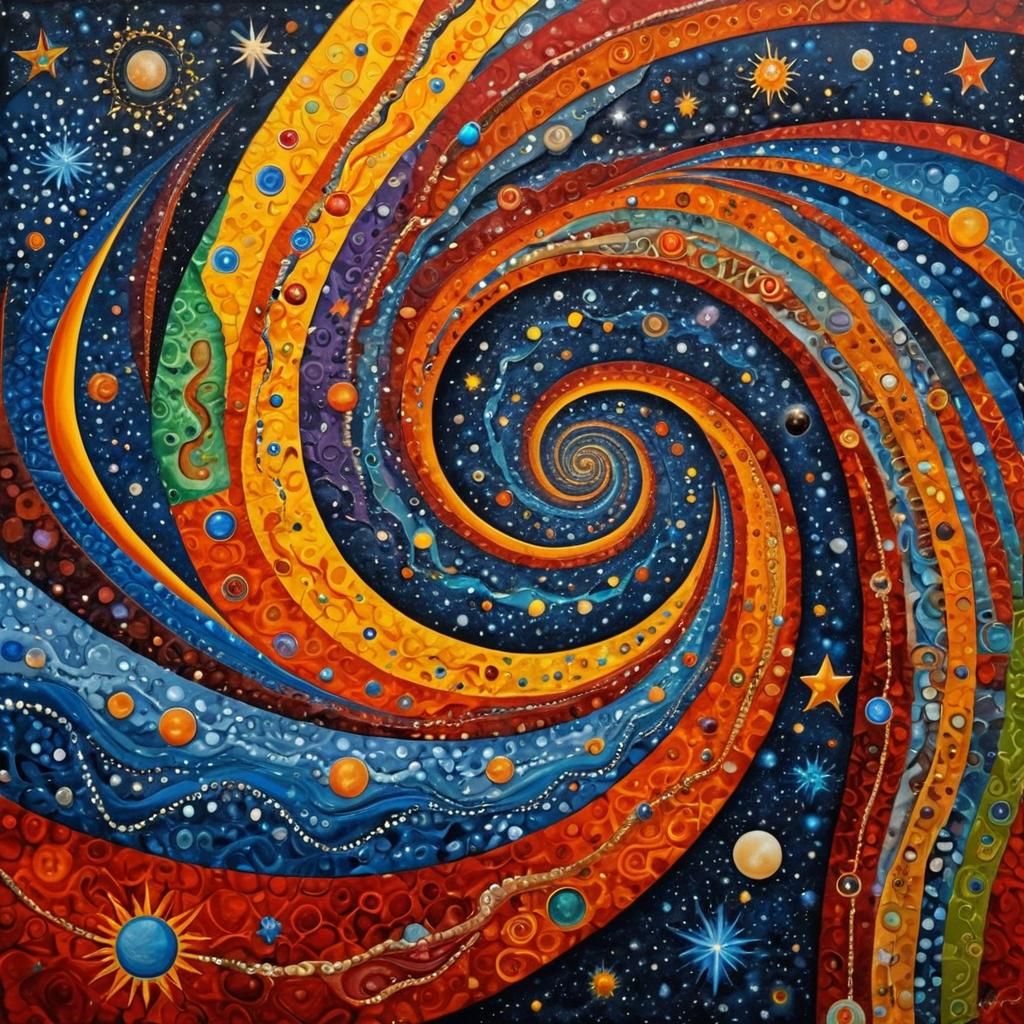 Cosmic Rock Painting in Aboriginal Surrealism Style