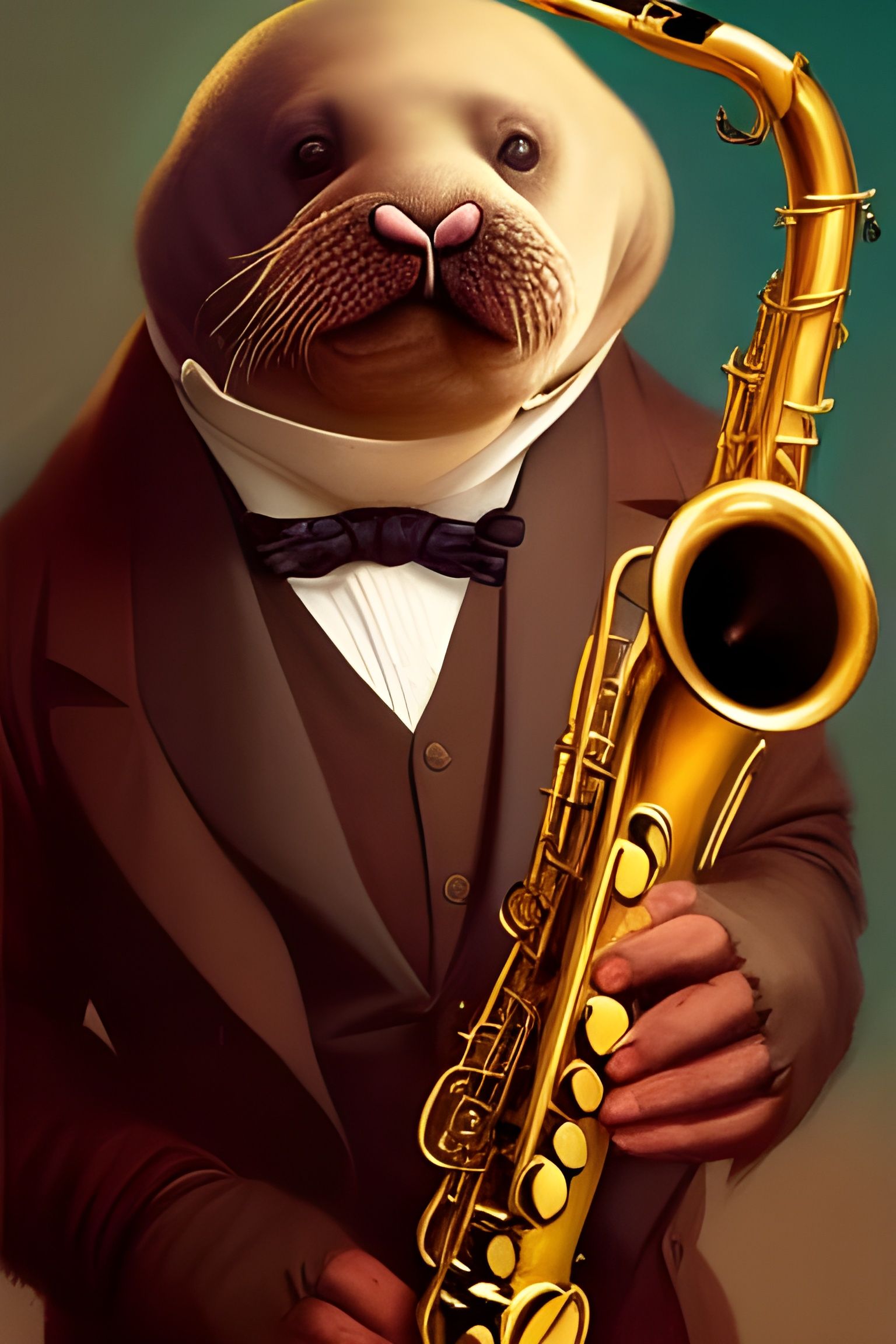 Victorian Walrus Saxophonist Portrait