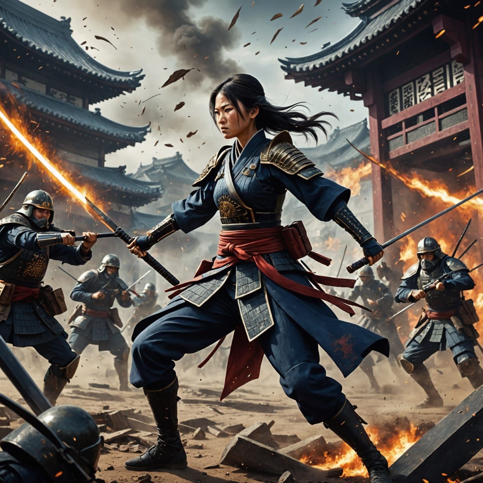 Nakano Takeko Battles Imperial Forces: Detailed Matte Painti...