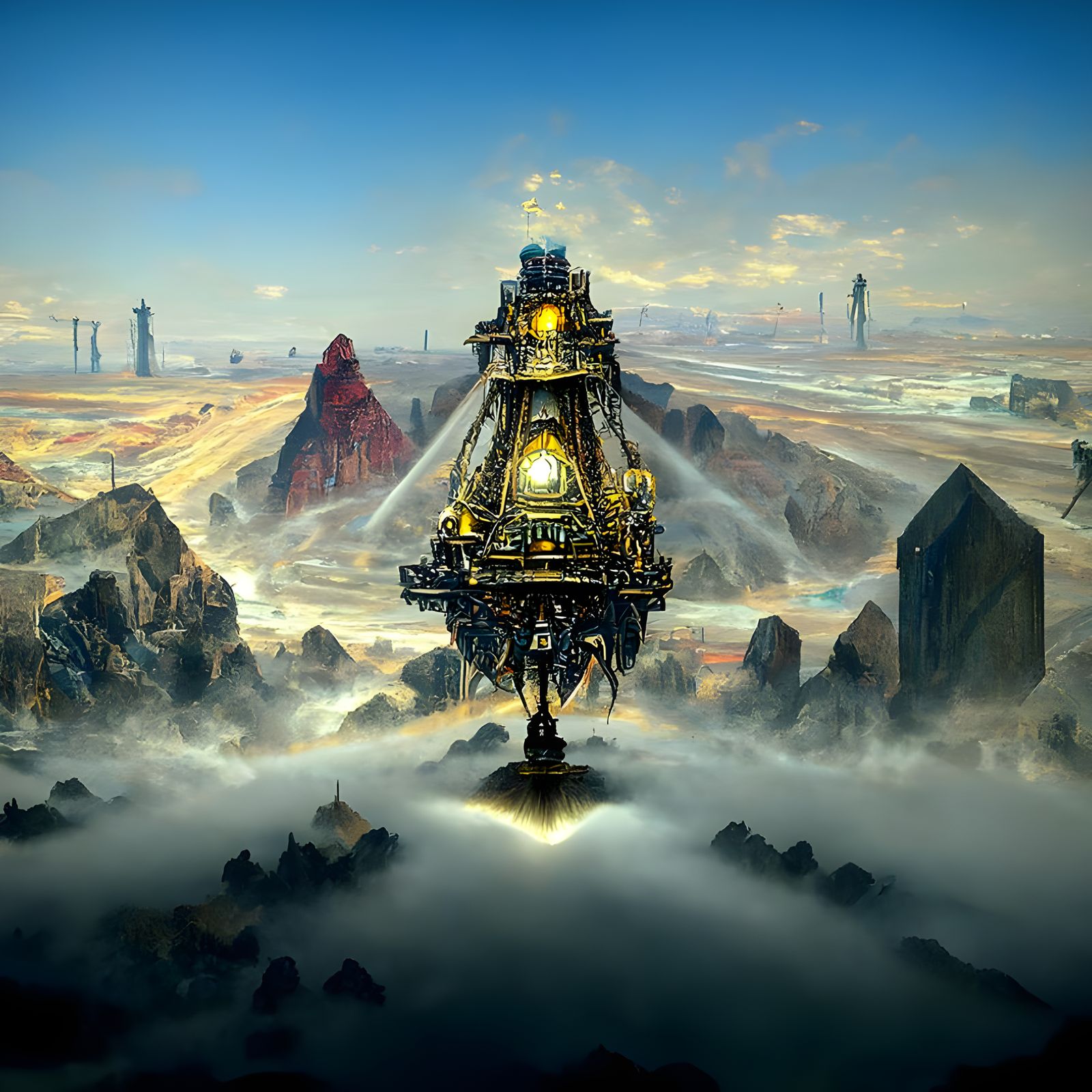 Desert Pyramid: Sci-Fi Steampunk Fantasy Art