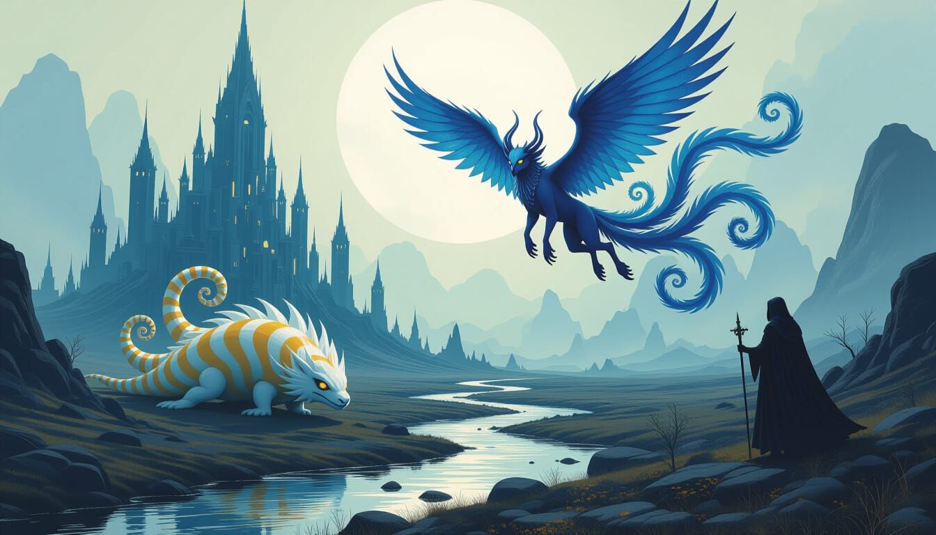 Mystical Moonscape: A Surreal Biomechanical Concept Art