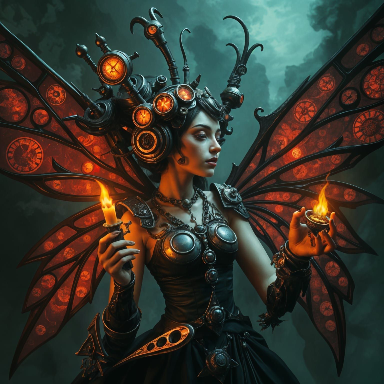 Steampunk Fairy in Dark Precisionist Art