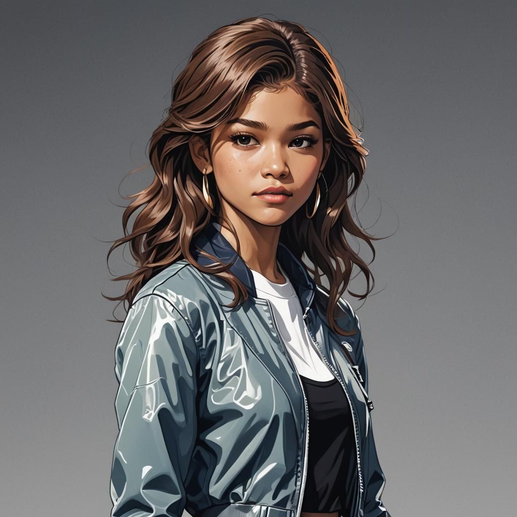 Zendaya as Cel-Shaded Anime Manga Portrait