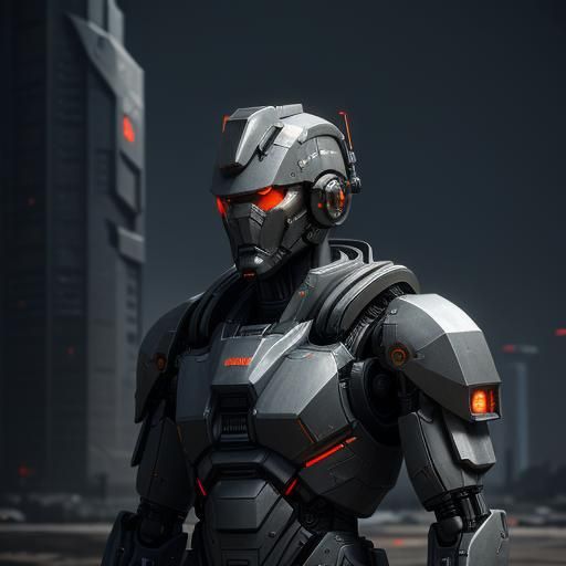 Futuristic Sci-Fi Soldier in Polished Metal