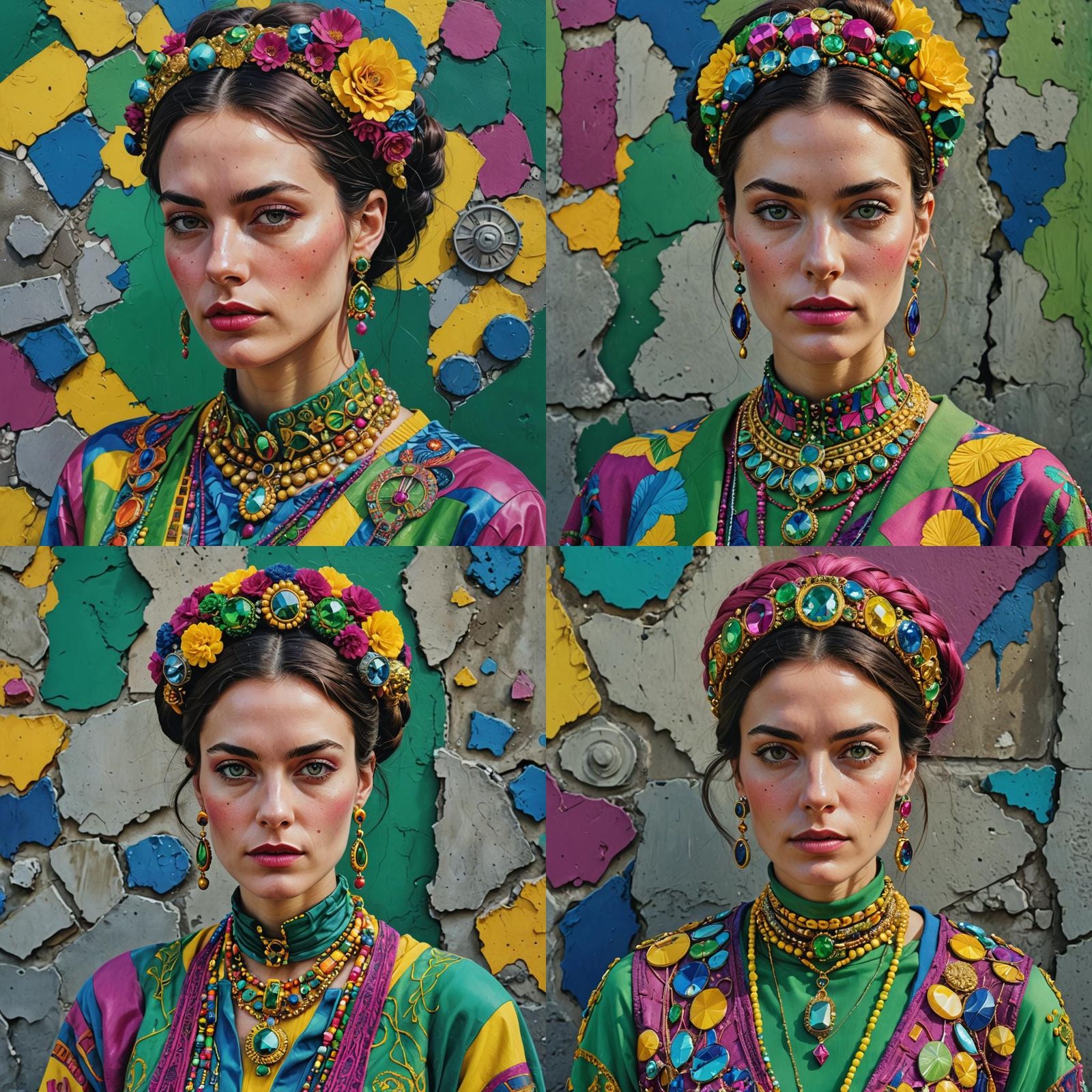 Hyperrealistic Portrait of Woman with Colorful Clothing