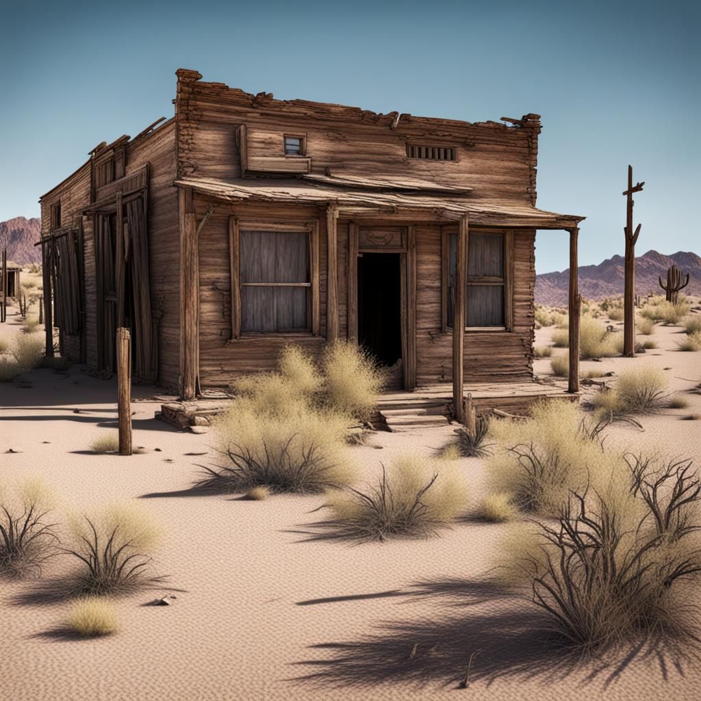 Eerie Desert Ghost Town Landscape