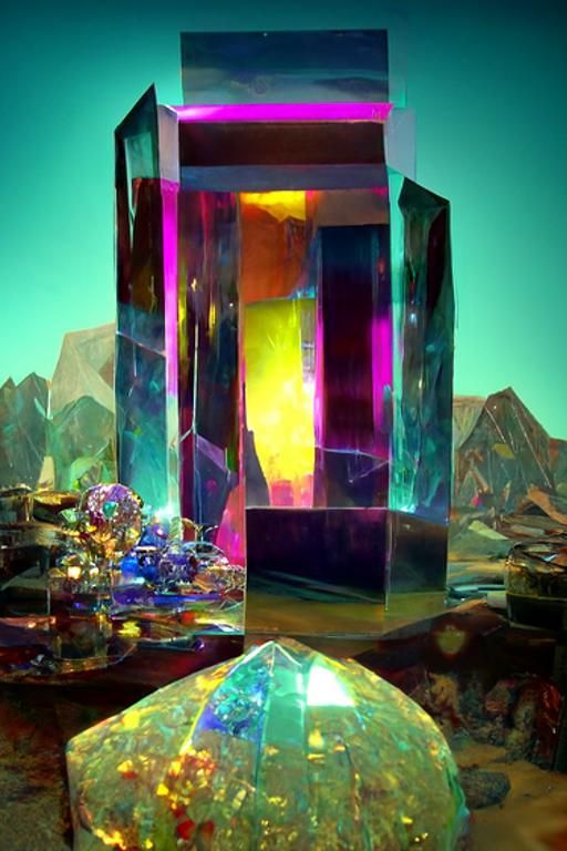 Surreal Gemstone Room with Crystalline Geometry