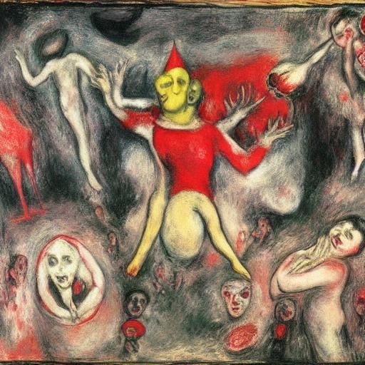 Surreal Hellscape Inspired by El Greco, Ensor, Chagall