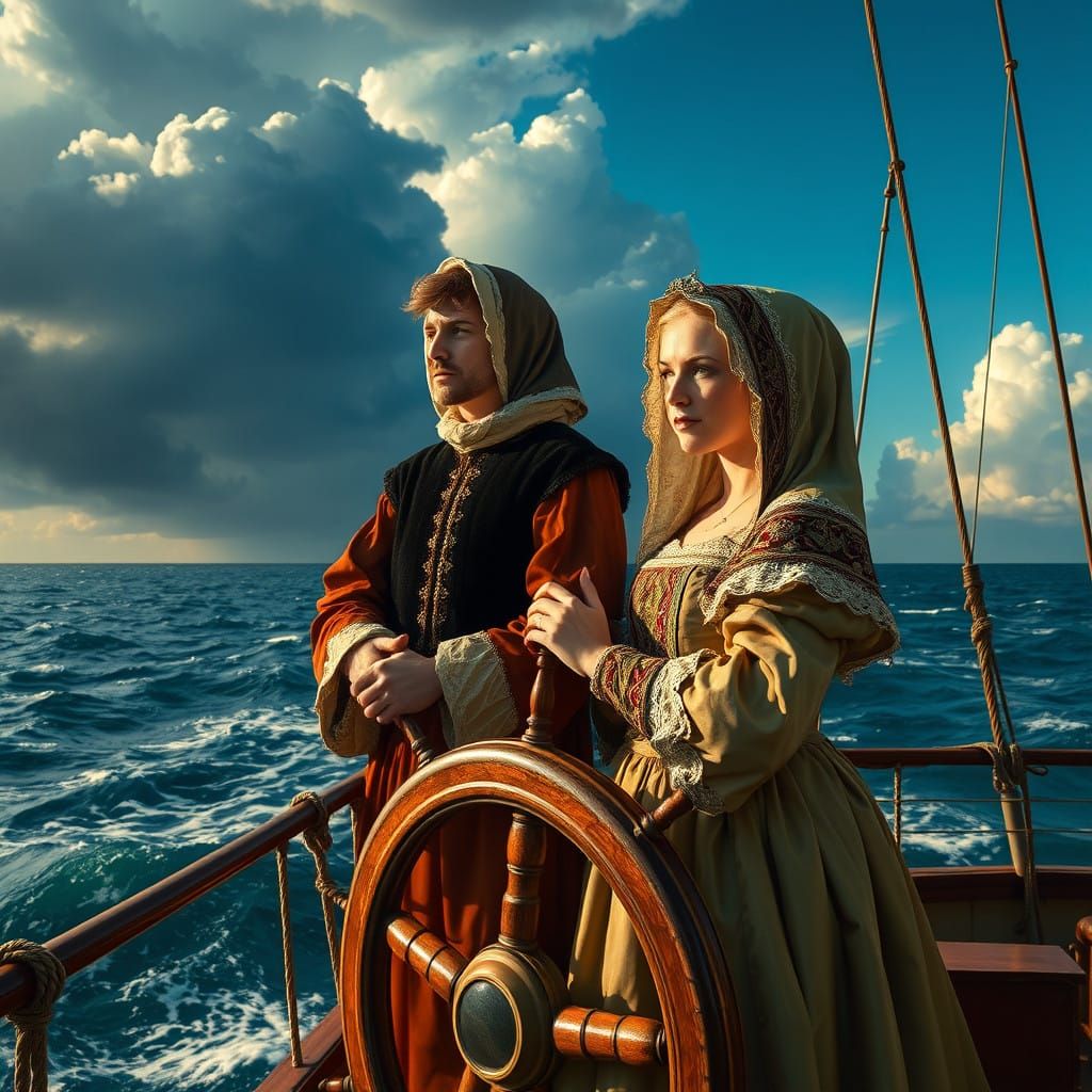 Medieval Noblewoman Sails the High Seas in Tender Embrace