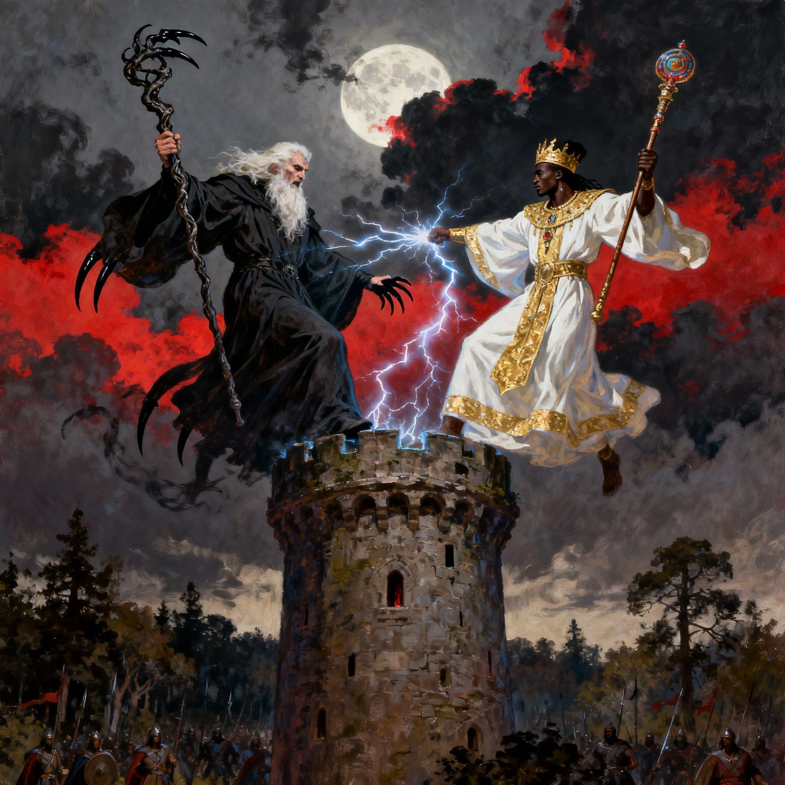 Wizard vs Shaman Battle on Ancient Tower Top