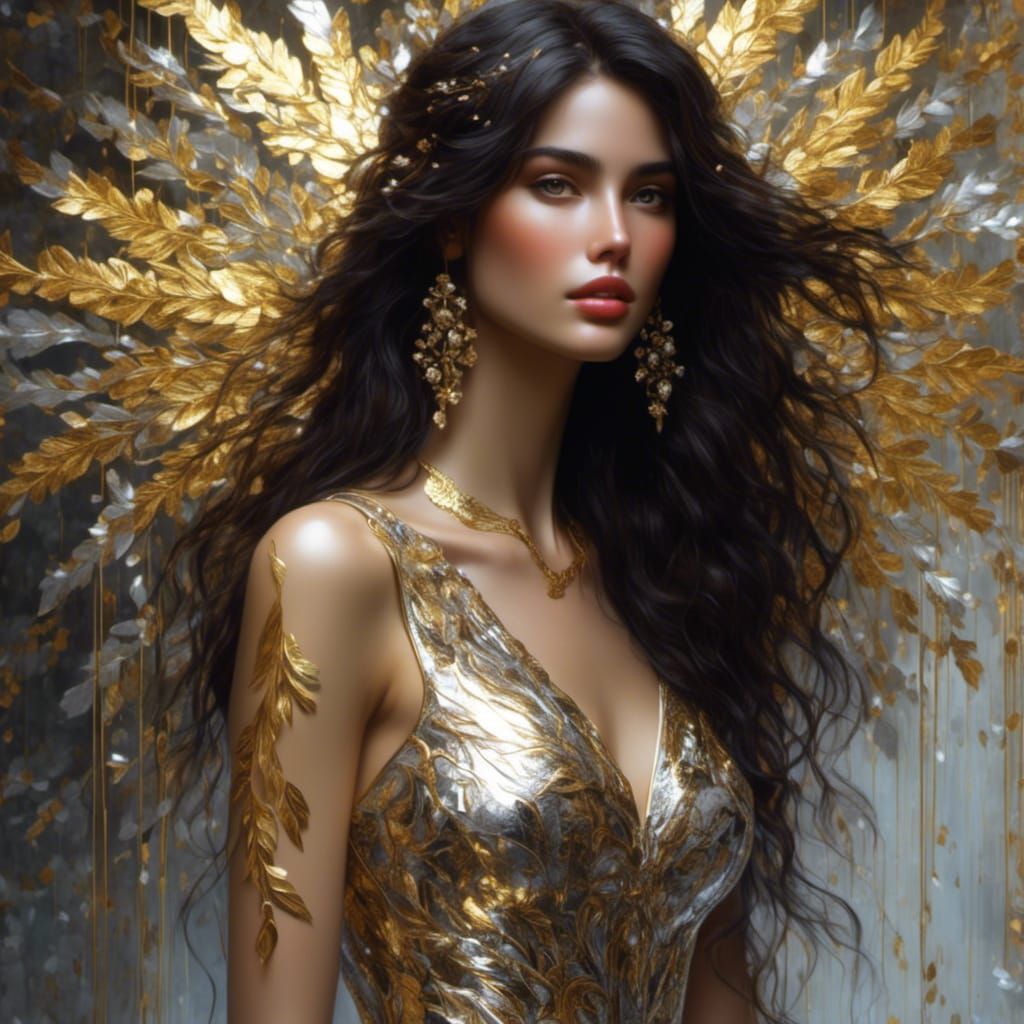 Portrait of Beautiful Woman with Shiny Hair