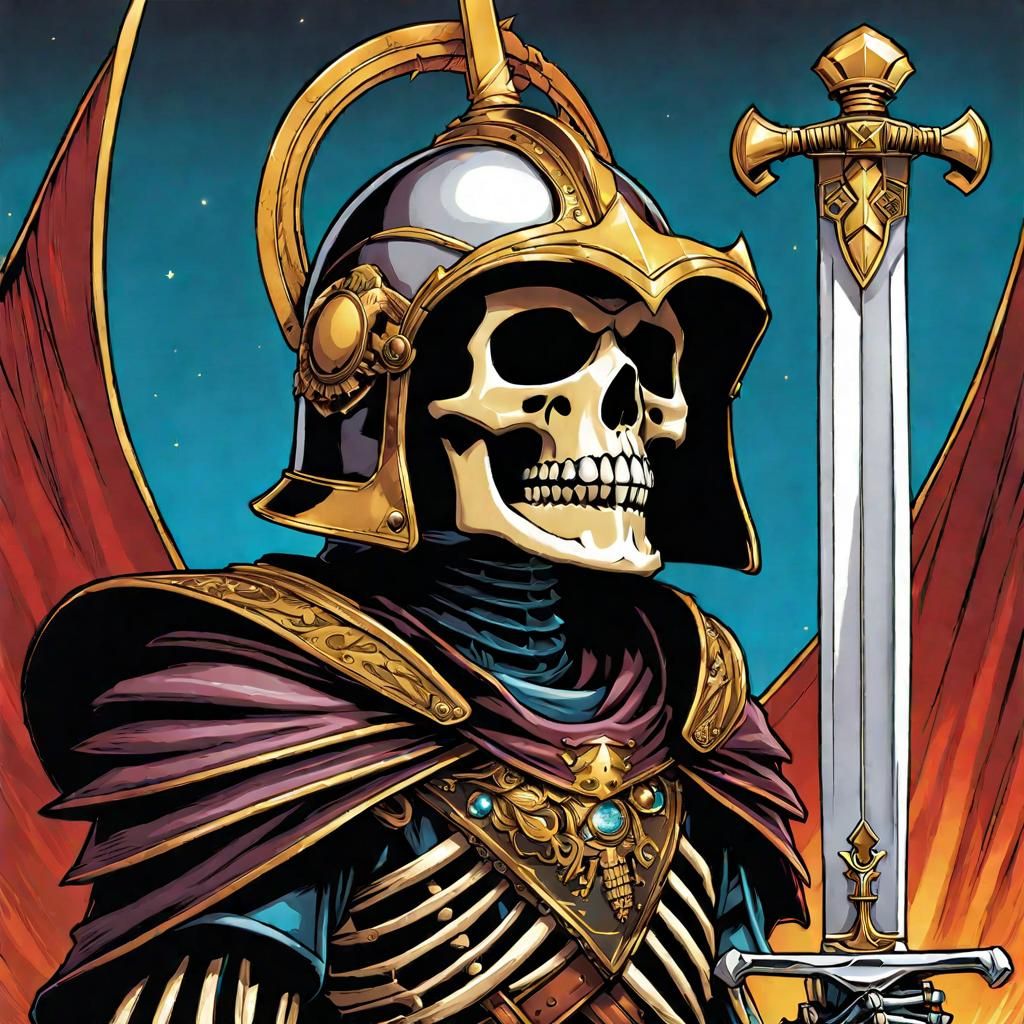 Crowned Skeleton Warrior in Comic Book Art