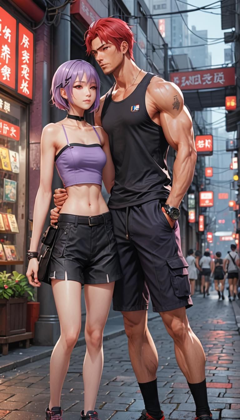 Anime Couple in Detailed 3D Style