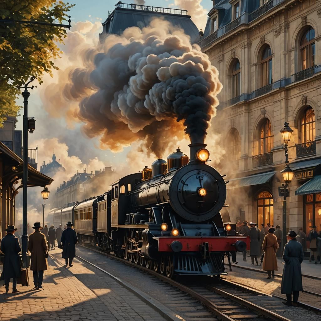 Steam Train at Gare Saint-Lazare: Impressionist 3D Art