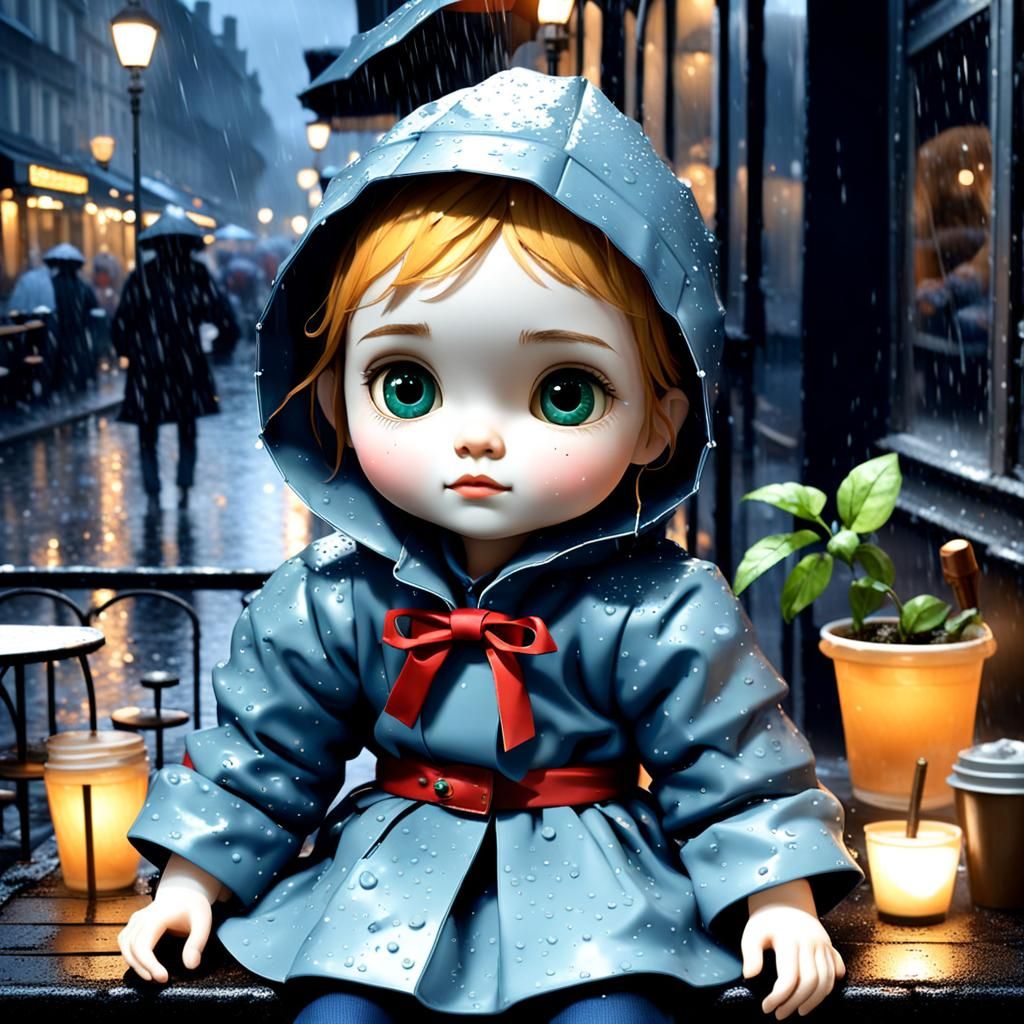 Broken Doll in Rain: Poignant 3D Digital Art