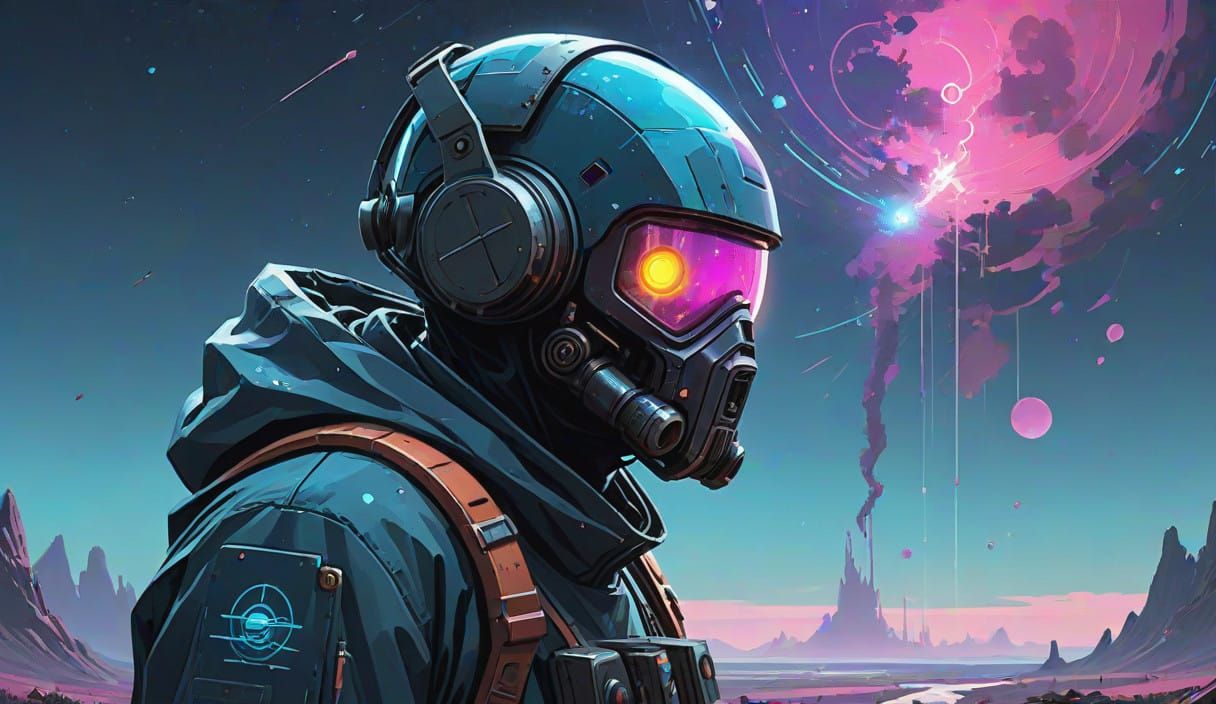 Galactic Cyborg Programmer in a Futuristic Cosmos