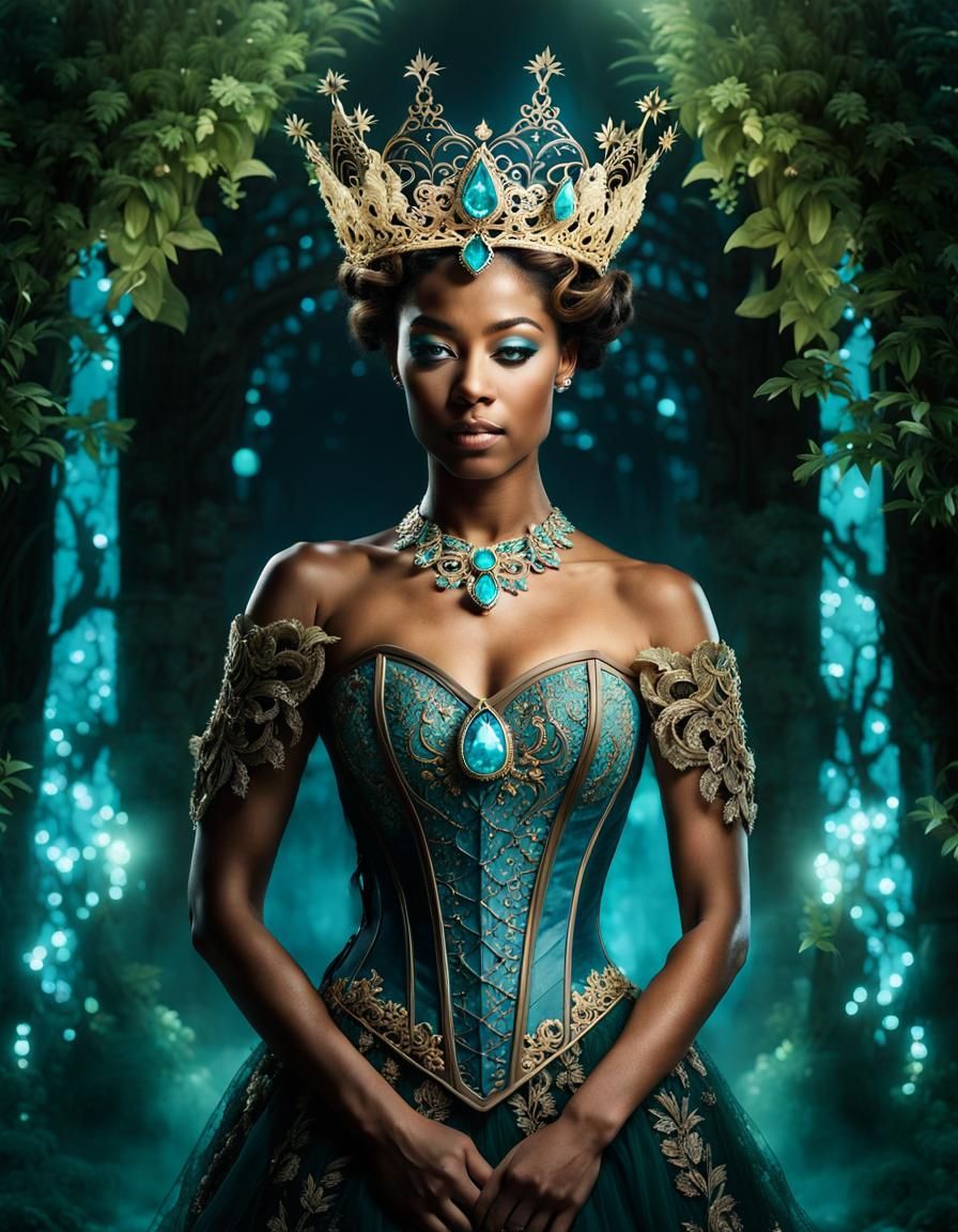 Elven Woman Double Exposure Portrait in Ornate Style