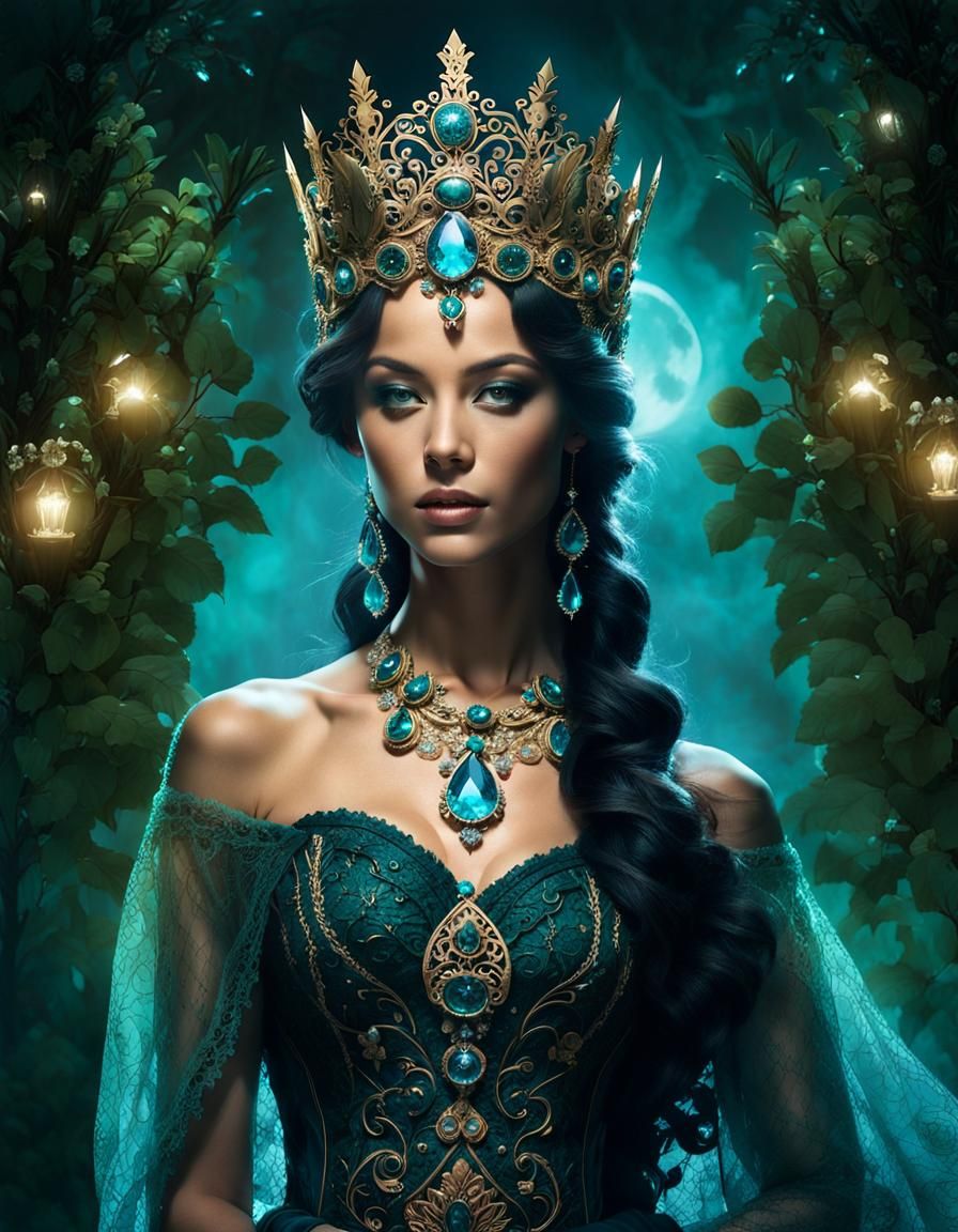 Elven Woman Portrait with Enchanted Forest Double Exposure