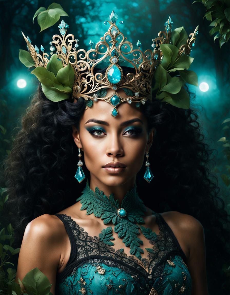 Elven Woman in Enchanted Forest Double Exposure