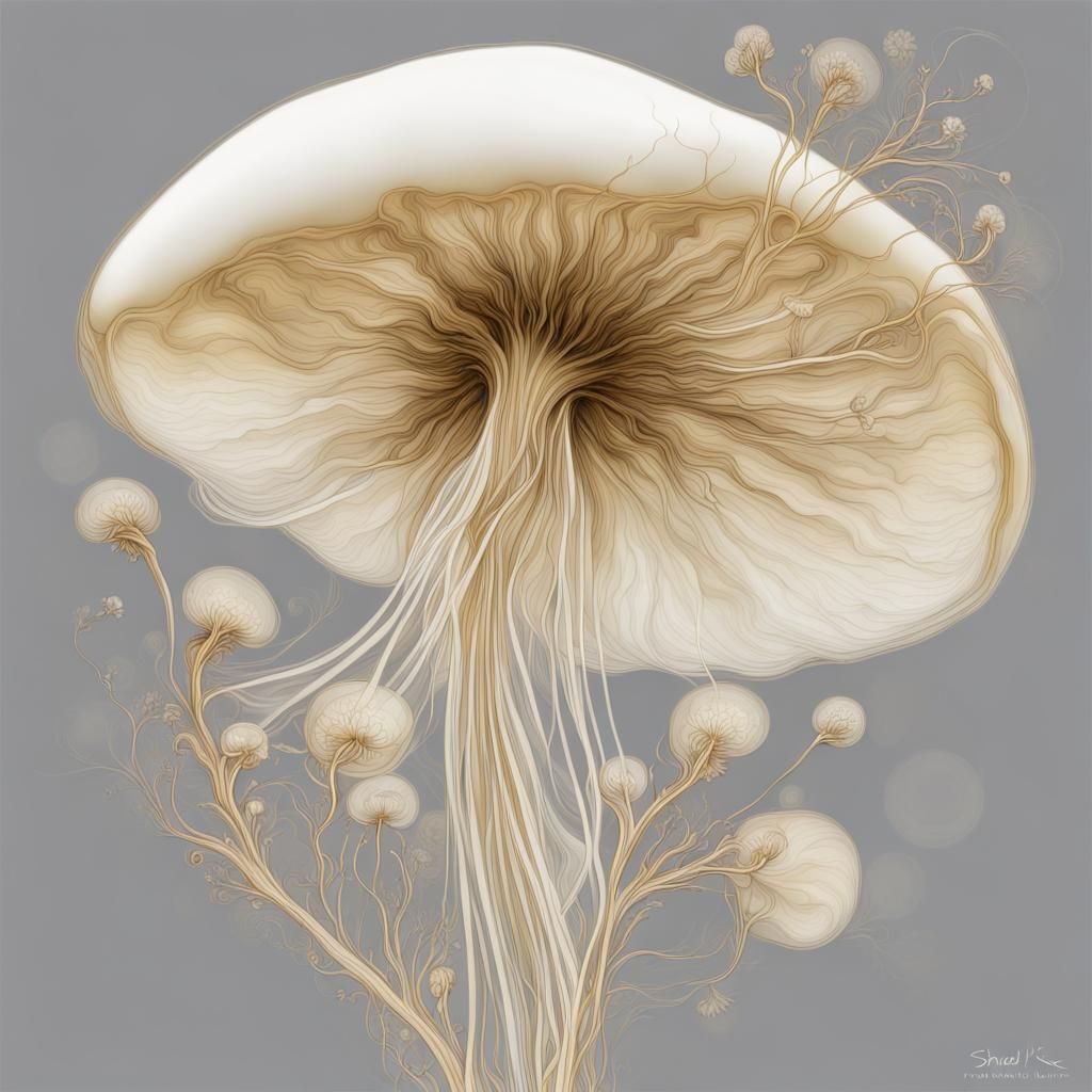 Psychedelic Moon Mushroom Botanical Art