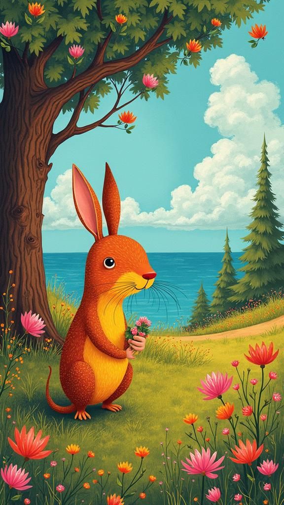 Vibrant Pop Art Illustration in Children's Book Style