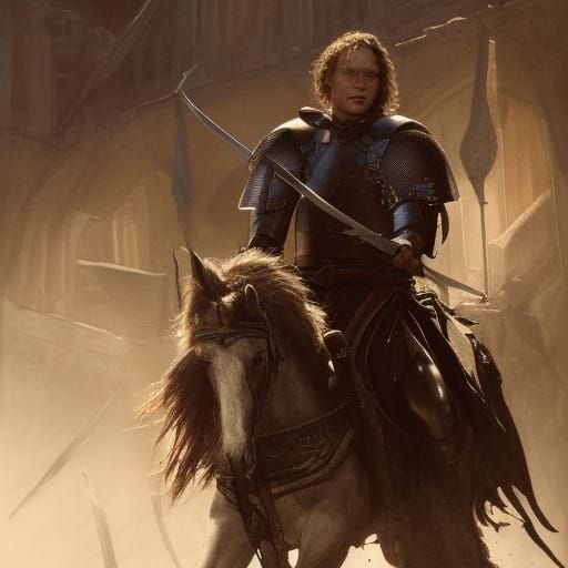 Armored Knight on Horseback: Hyperdetailed Fantasy Art