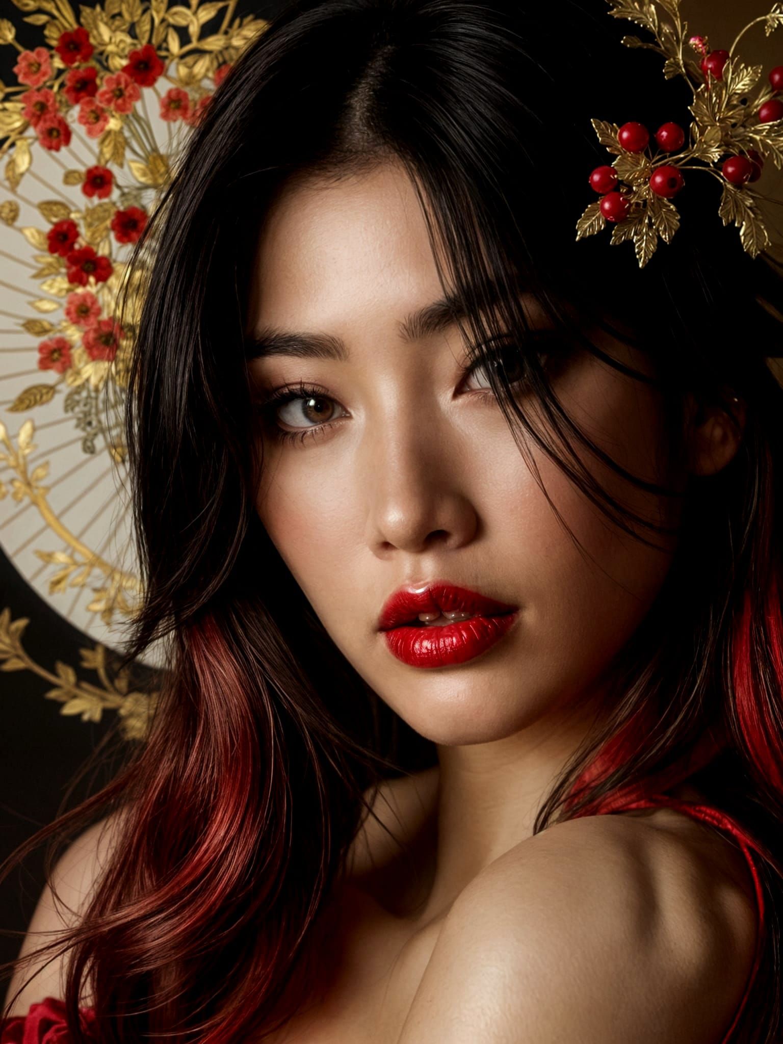 Elegant Chinese Courtesan in Traditional Apartment