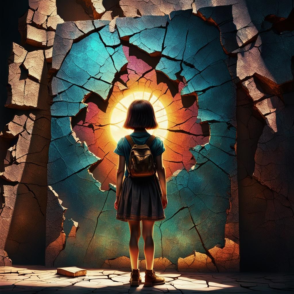 Little Girl and Cracked Card: Fantasy Concept Art