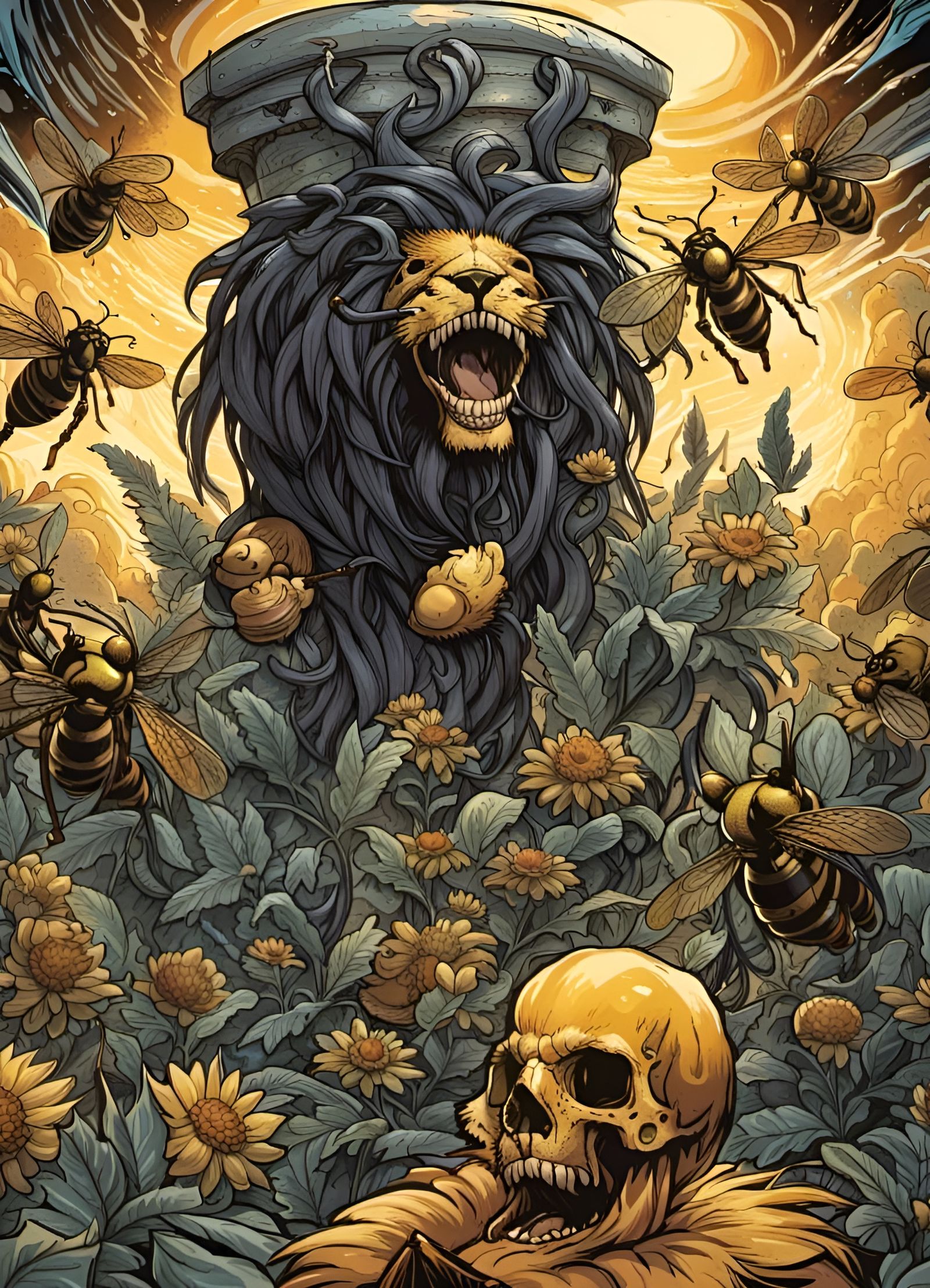 Honey in Lion Skull: Comic Book Art