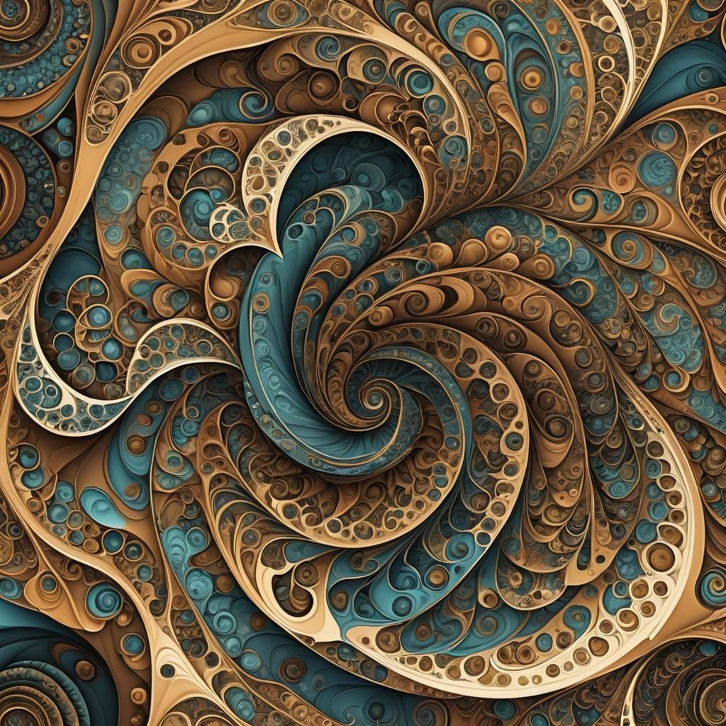 Abstract Fractal Coffee Vortex in Analogous Colors