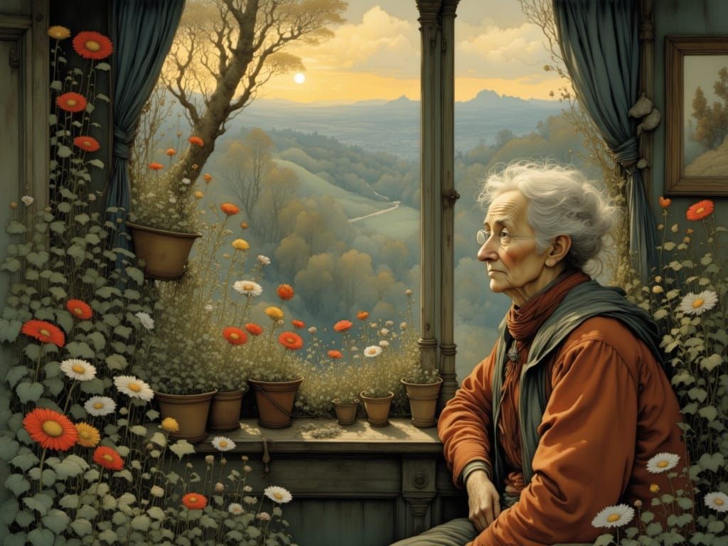 Aged Mother Reflects on Her Son's Departure