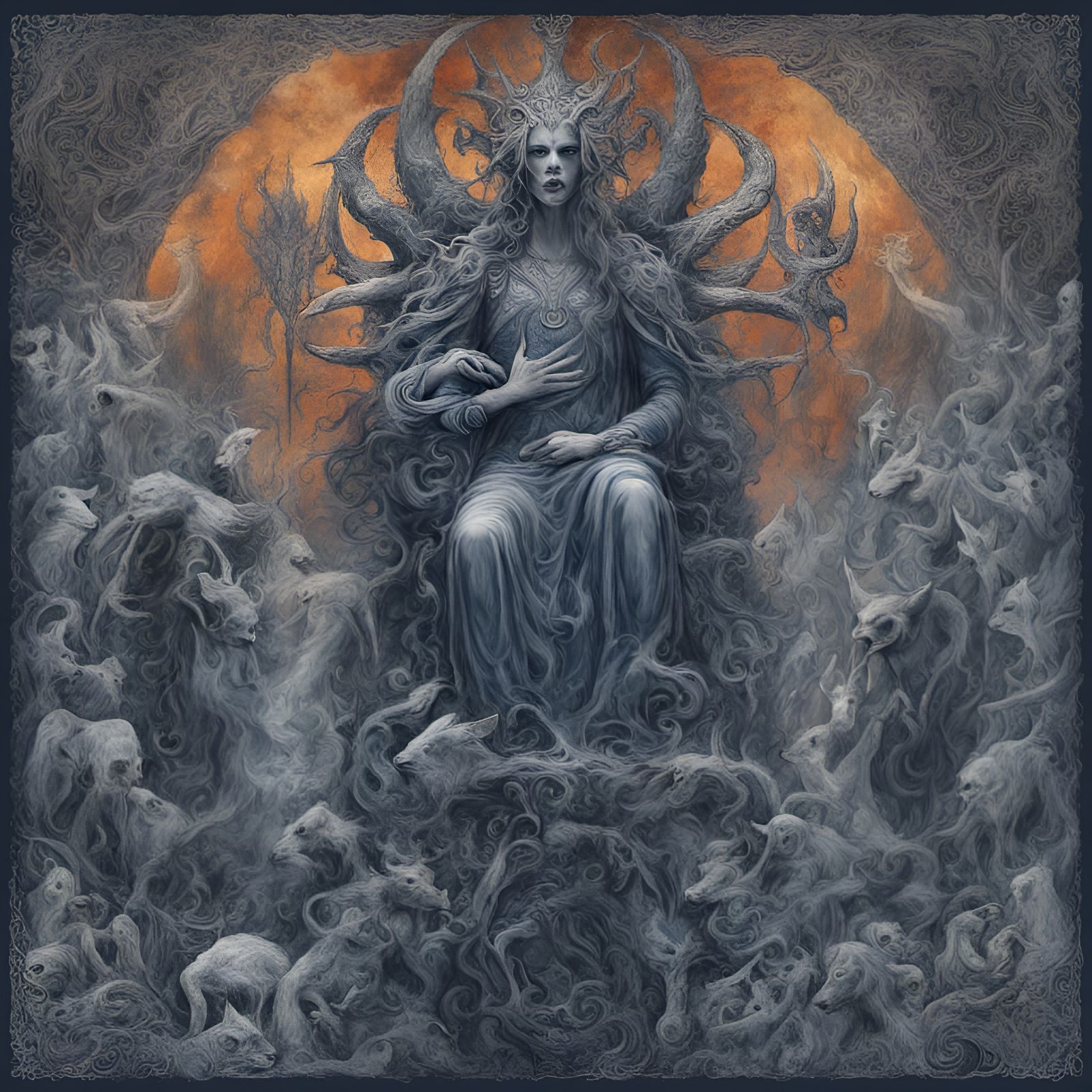 Seven Princes of Hell in Eerie Magazine Style