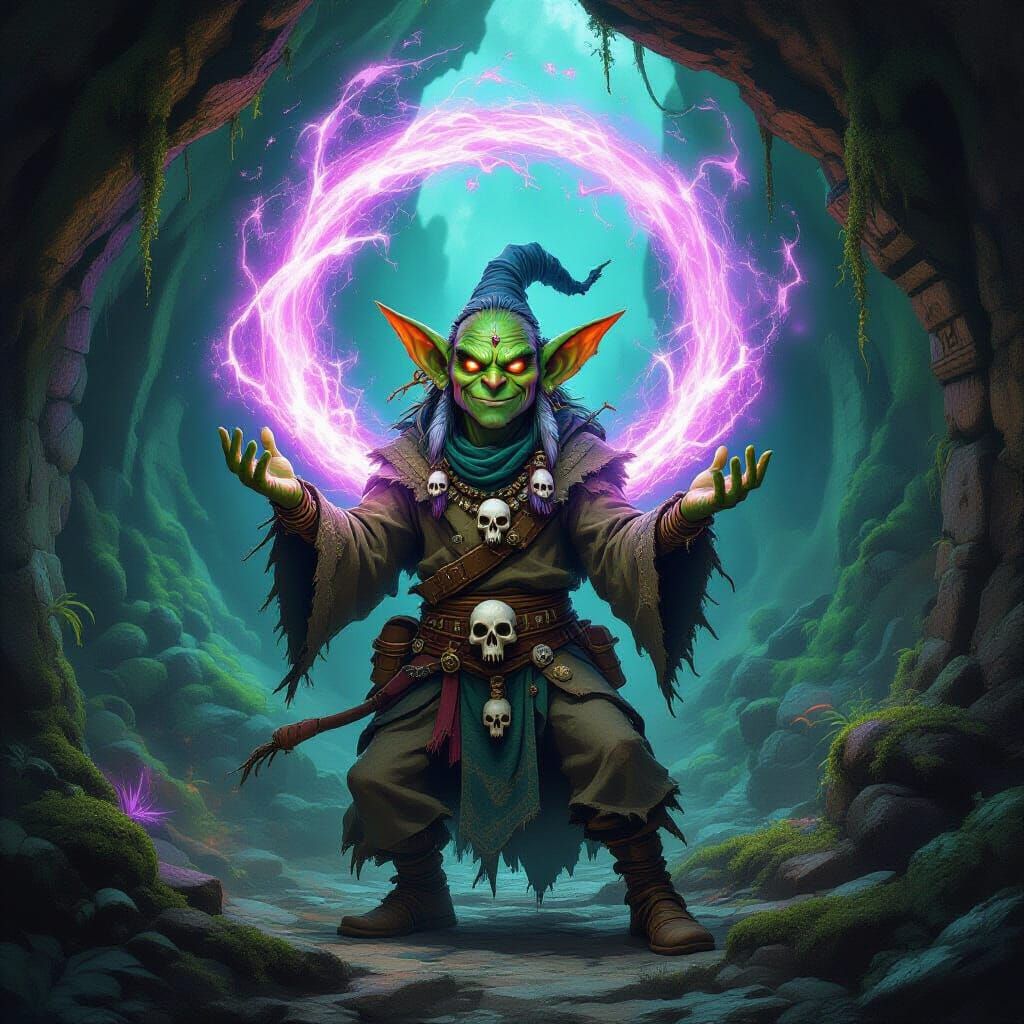 Goblin Shaman Conjuring Arcane Vortex