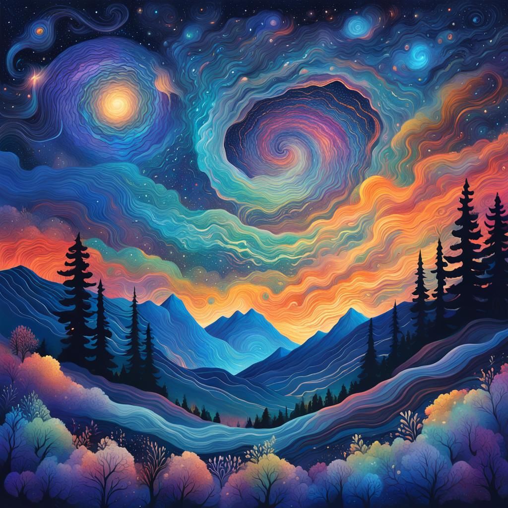 Vibrant Cosmic Illustration of the Milky Way