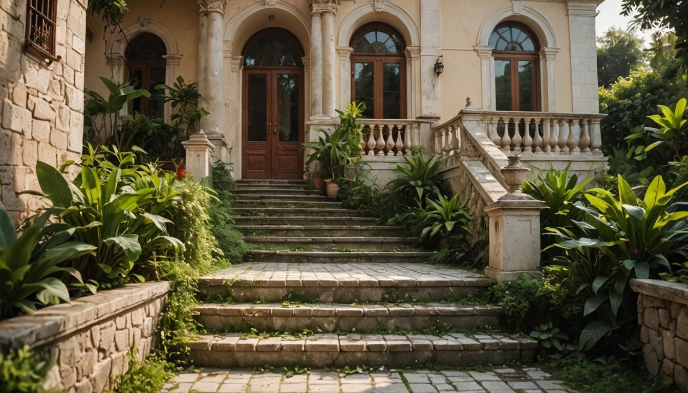 Elegant Luxury Villa with Patio in Soft Light