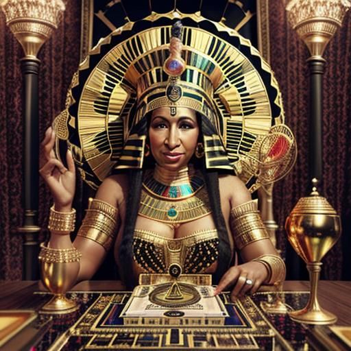 Aretha Franklin as Tutankhamun in Tarot Card Style