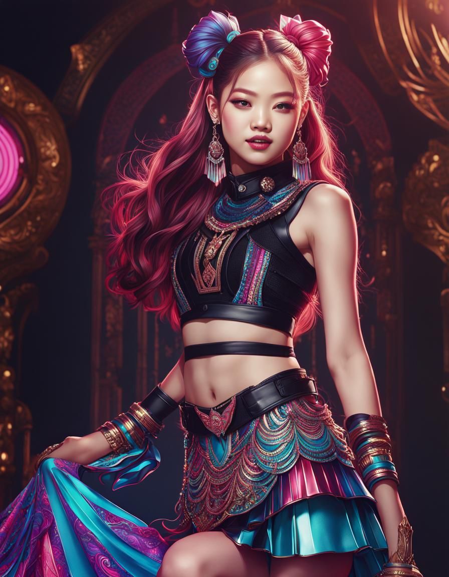 Jennie of Black Pink: Art Nouveau Digital Portrait