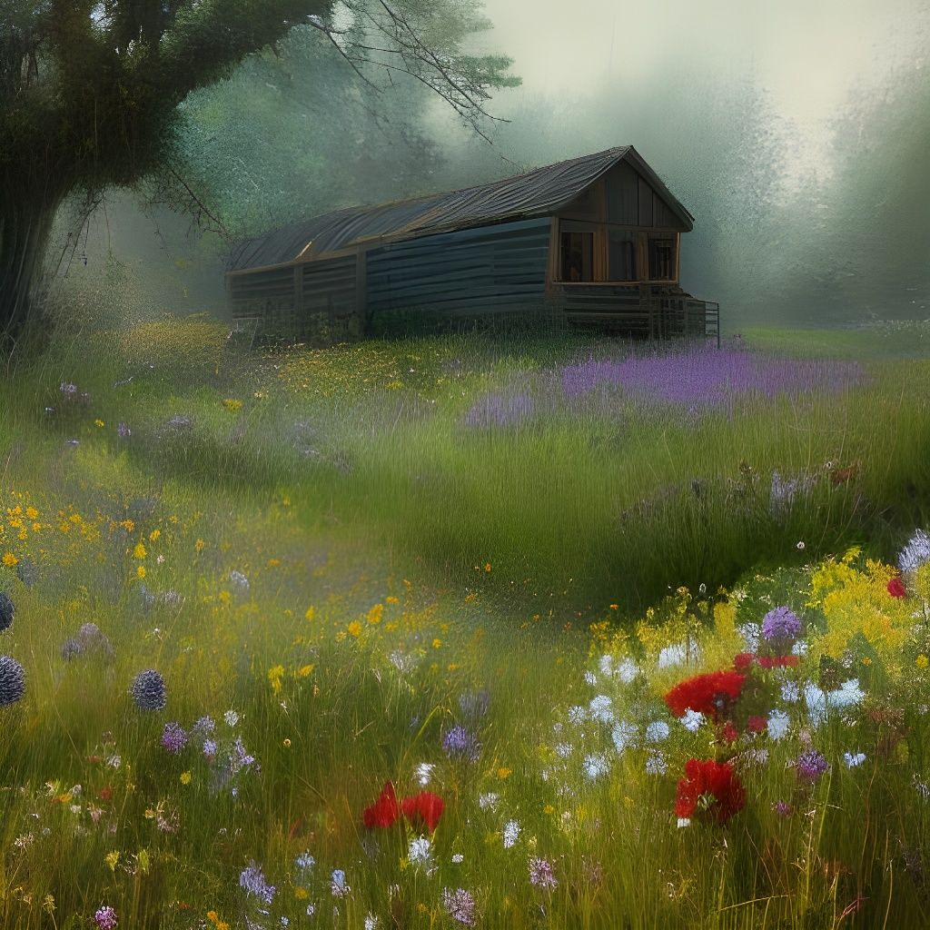 Hyper-Realistic Wildflower Field in Detailed Digital Art