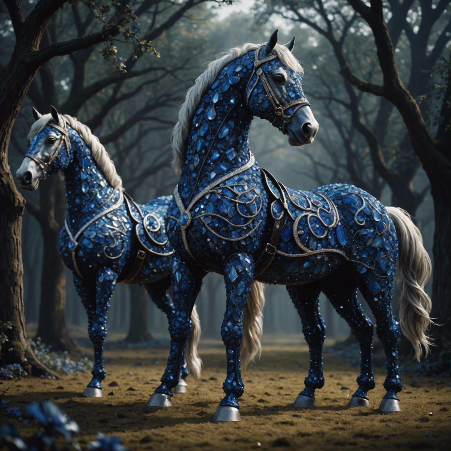 Diamond and Sapphire Horses: Digital Matte Painting