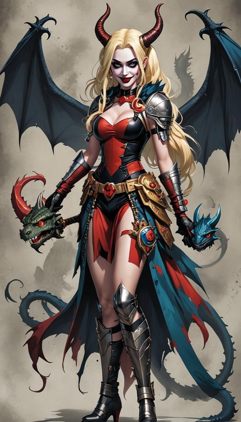 Harley Quinn as Dragon Queen Hybrid: Digital Art