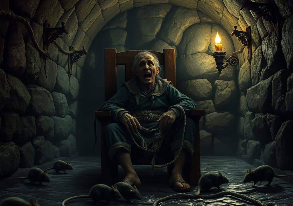 The prisoner in a medieval dungeon cell