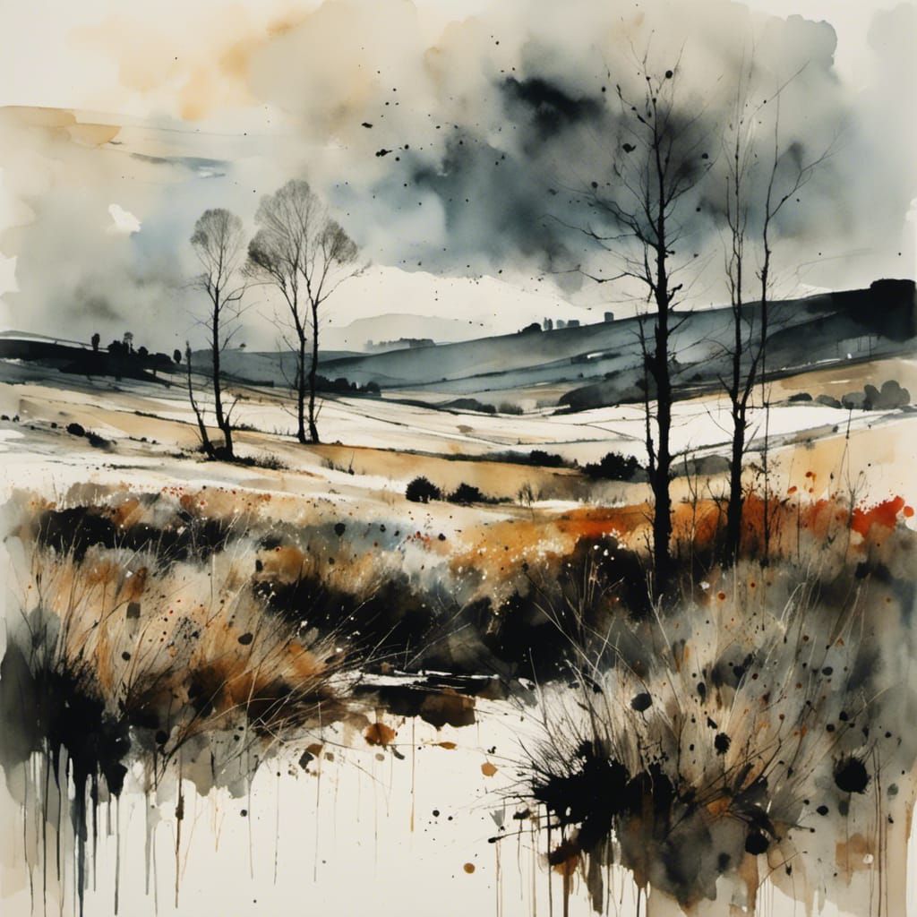 Calm Landscape in Watercolor Style