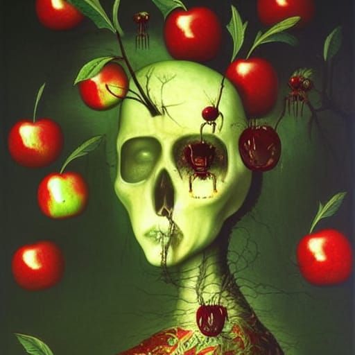 Pregnant Woman in Eerie Garden, Baroque Painting