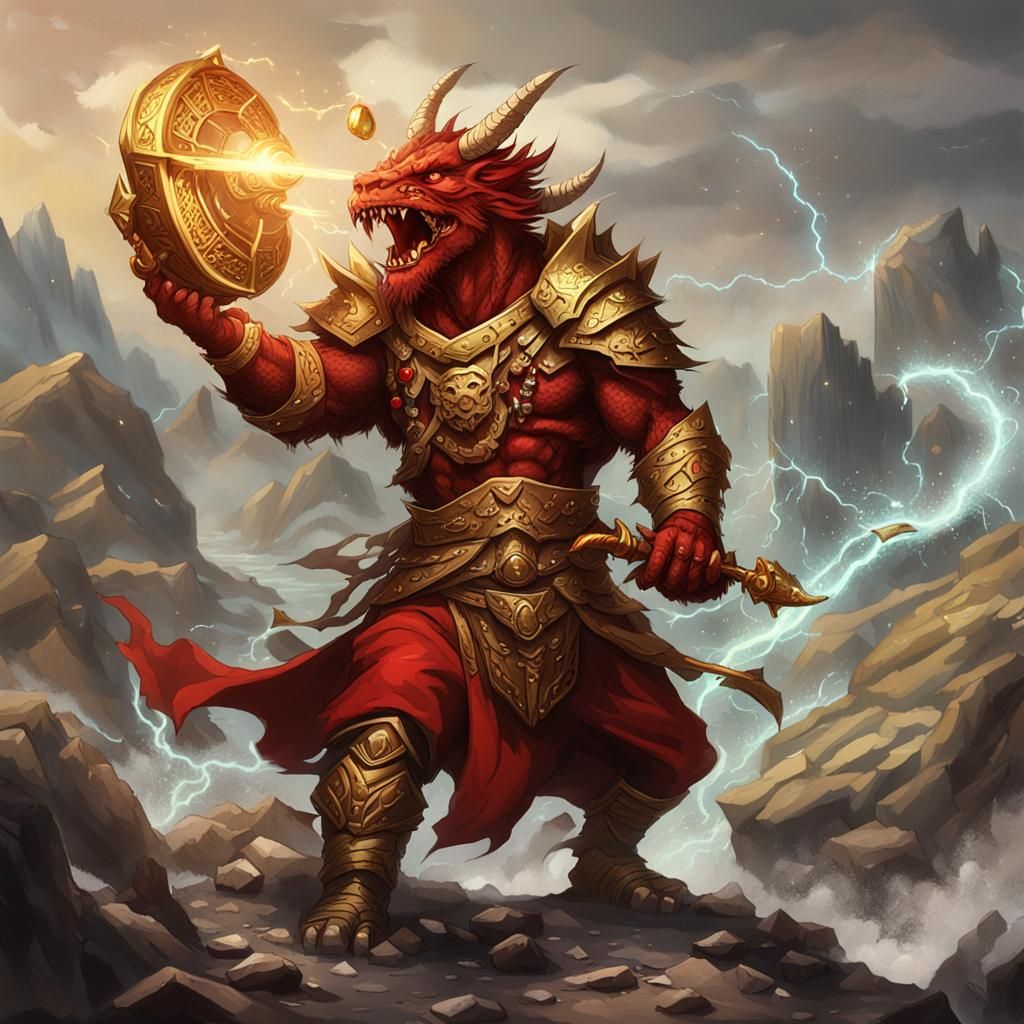 Dragonborn Druid Casting Thunder Wave Spell