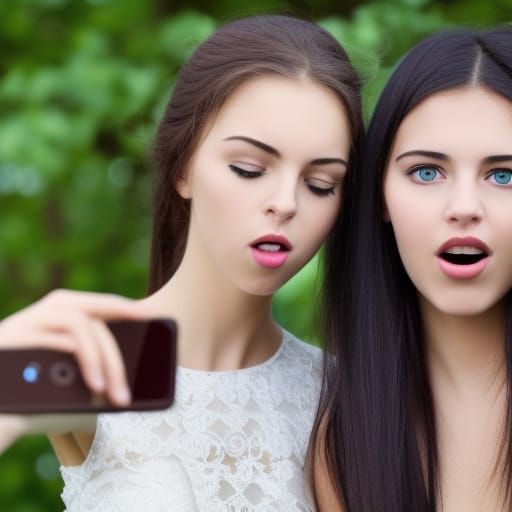 Funny Selfie of Two Gorgeous Teenagers