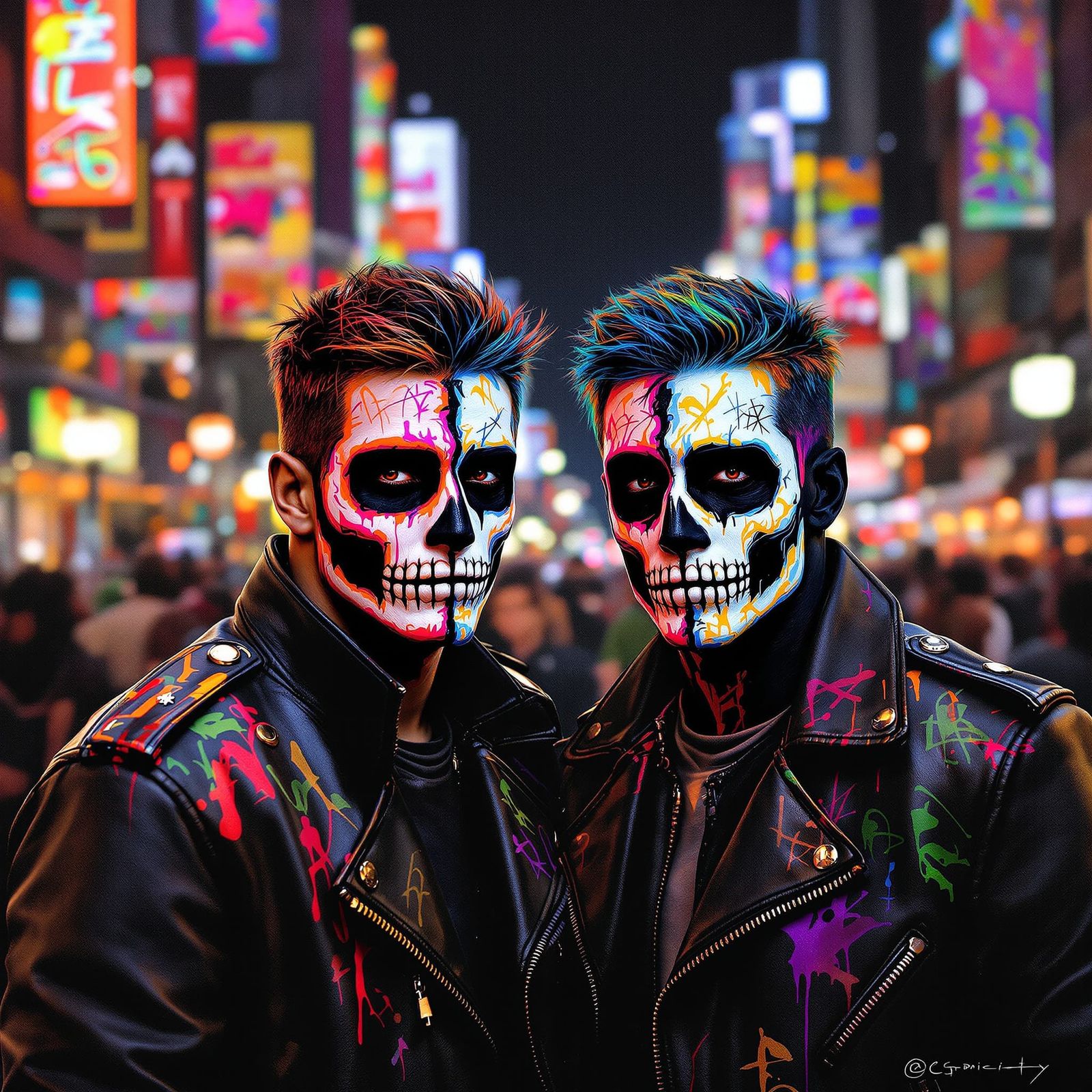 Street Art Athletes with Skull Face Paint