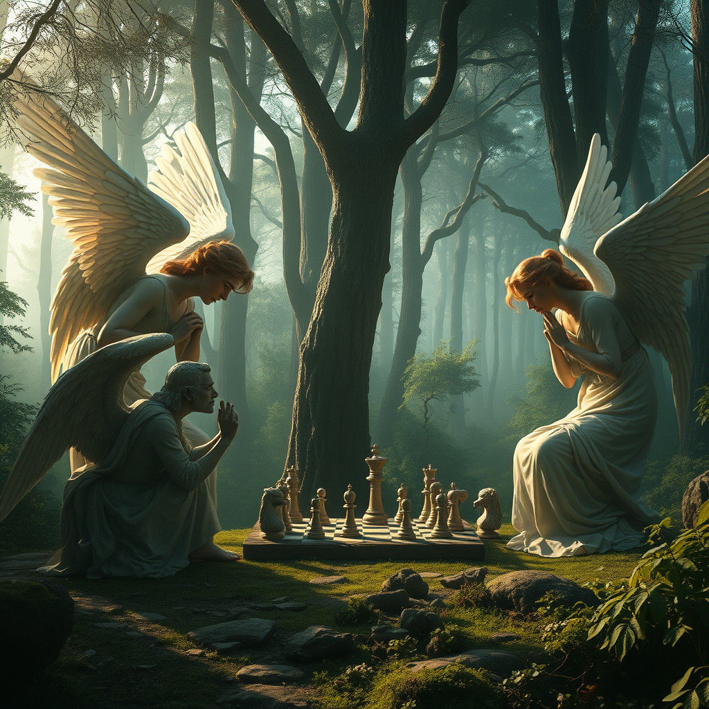 Angels Play Chess: Epic Digital Matte Painting